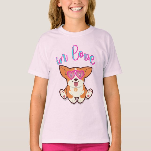 corgi in love T-Shirt (Front)