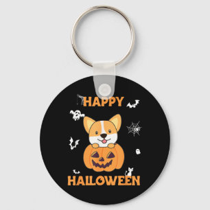 Corgi In Pumpkin Dogs Happy Halloween Key Ring