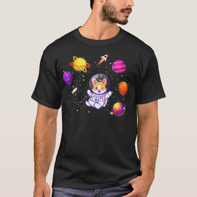 Corgi In Space Corgi Astronaut Corgi T-Shirt (Front)