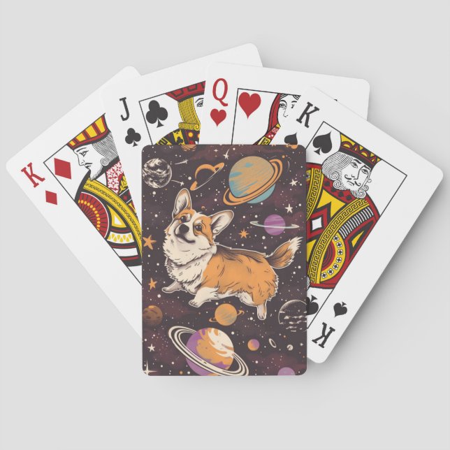 Corgi in Space Playing Cards (Back)