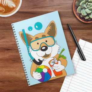 Corgi in Summer Scuba Diver Cocktail Cute Dog  Notebook