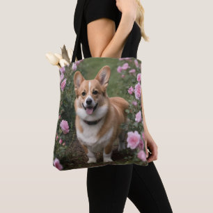 Corgi In The Pink Roses,  Tote Bag