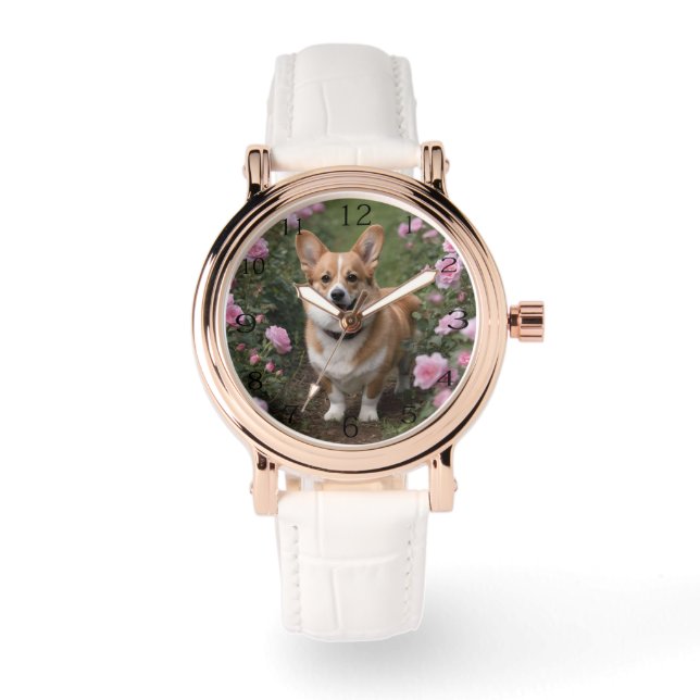 Corgi In The Pink Roses, Watch (Front)