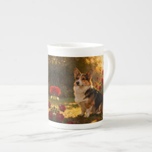 Corgi in the Roses I Bone China Mug