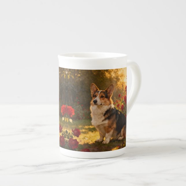 Corgi in the Roses I Bone China Mug (Front Right)