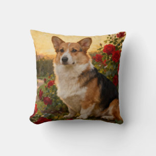 Corgi in the Roses II Cushion