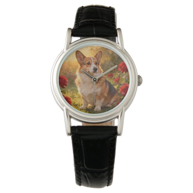 Corgi in the Roses III Watch (Front)