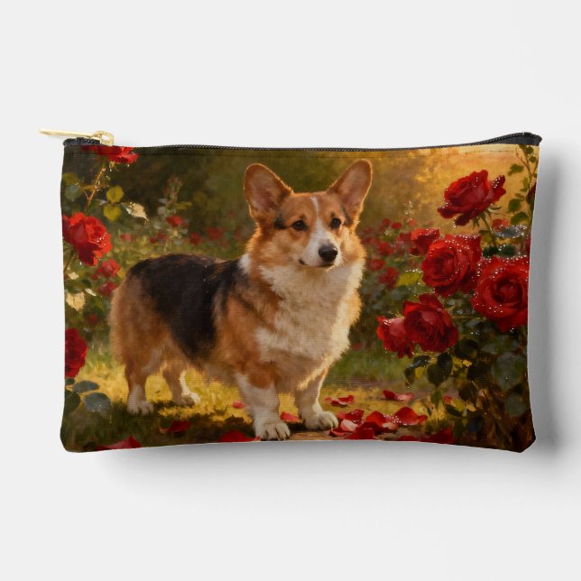 Corgi in the Roses V Accessory Pouch (Front)