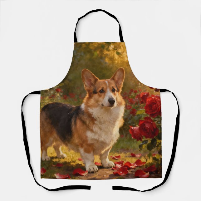 Corgi in the Roses V Apron (Front)