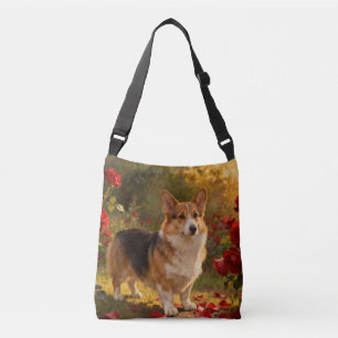 Corgi in the Roses V Crossbody Bag