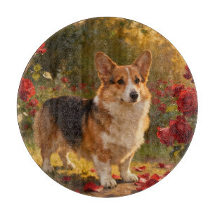 Corgi in the Roses V Cutting Board