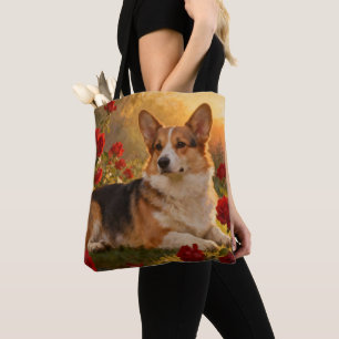 Corgi in the Roses VI Tote Bag