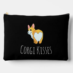 'Corgi Kisses' Funny Adorable Corgi Lovers Black  Accessory Pouch