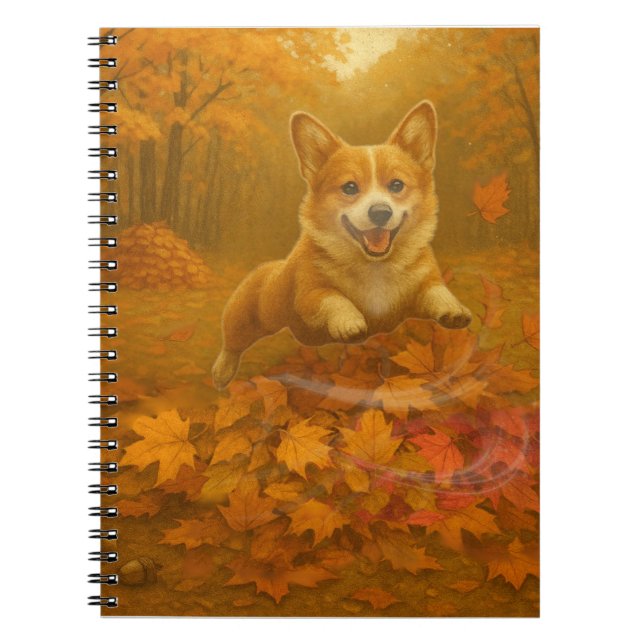 Corgi Leaf Leap Notebook (Front)