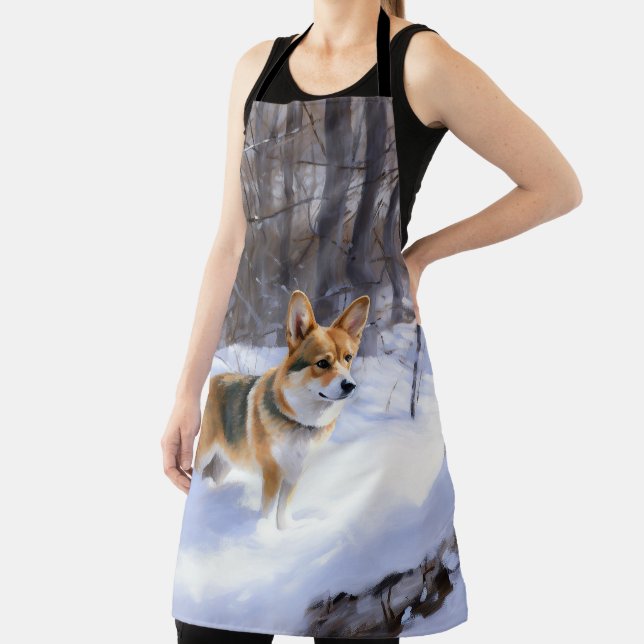 Corgi Let It Snow Christmas Apron (Insitu)