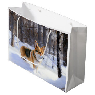Corgi Let It Snow Christmas Large Gift Bag