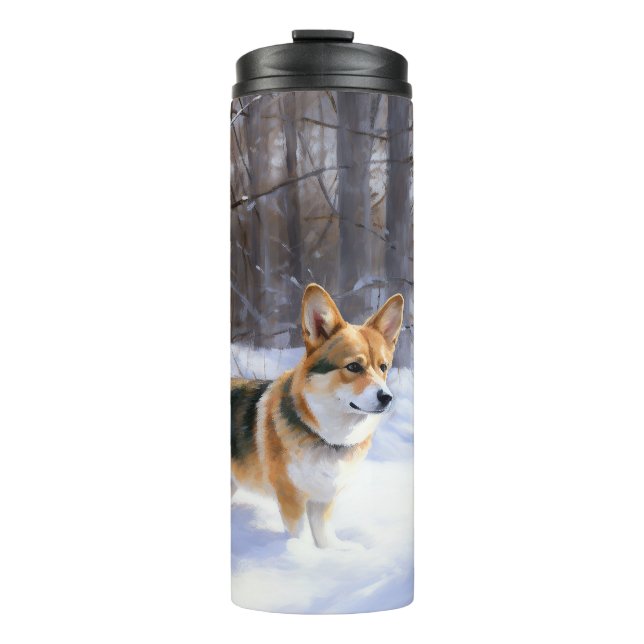 Corgi Let It Snow Christmas Thermal Tumbler (Front)