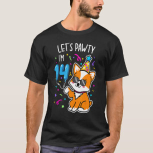 Corgi Let's Pawty I'm 14th Birthday 14 Years Old T T-Shirt