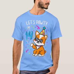 Corgi Let's Pawty I'm 14th Birthday 14 Years Old T T-Shirt