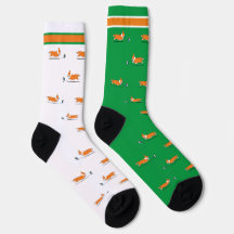 Corgi Life | Men Socks | Red w. Tail | Green