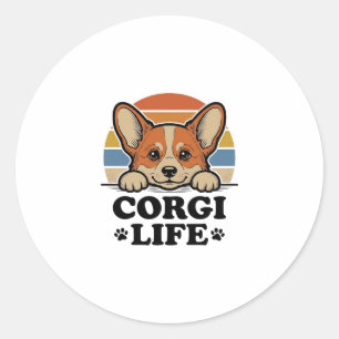 Corgi Life Shirt Vintage Engraving Dog Lover Art_1 Classic Round Sticker