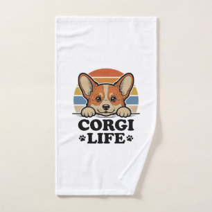 Corgi Life Shirt Vintage Engraving Dog Lover Art_1 Hand Towel