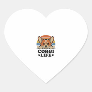 Corgi Life Shirt Vintage Engraving Dog Lover Art_1 Heart Sticker