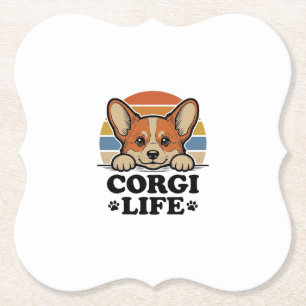 Corgi Life Shirt Vintage Engraving Dog Lover Art_1 Paper Coaster