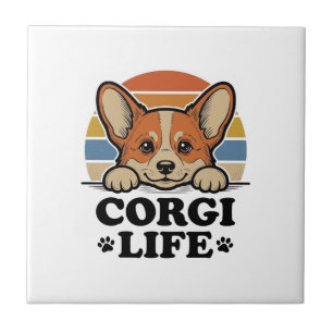 Corgi Life Shirt Vintage Engraving Dog Lover Art_1 Tile