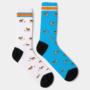 Corgi Life   Women Socks   Tricolor v1   Blue