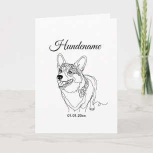Corgi Line Art personalized dog Card
