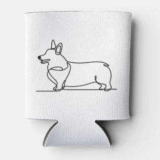 Corgi Line Drawing Can Cooler