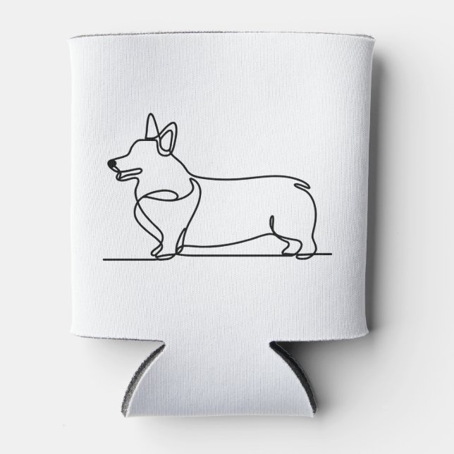 Corgi Line Drawing Can Cooler (Front)