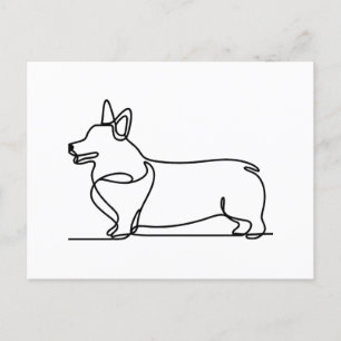 Corgi Line Drawing Postcard