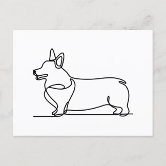 Corgi Line Drawing Postcard