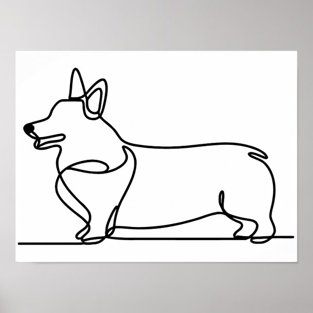 Corgi Line Drawing Poster (Front)