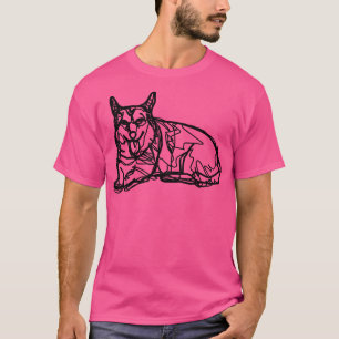 Corgi Line Drawing Tongue Out Tuesday Dog T-Shirt