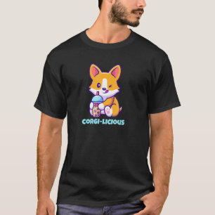Corgi Lisious Corgi Drinking Boba Milk Tea T-Shirt
