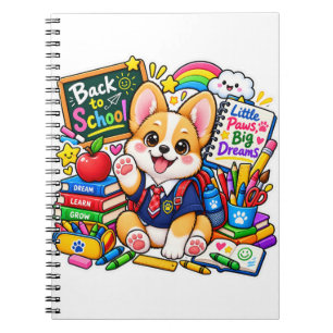Corgi Little Paws Big Dreams Back to School Notebo Notebook