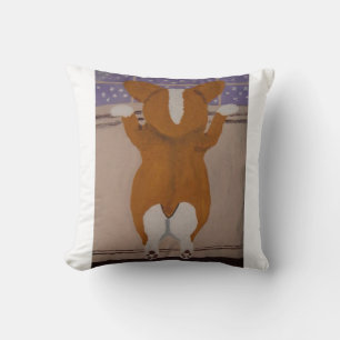 Corgi looking out window T-Shirt Cushion