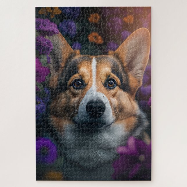Corgi Love: A Happy Garden Portrait Jigsaw Puzzle (Vertical)