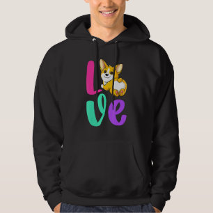 Corgi Love Retro Pink Teal Purple Dog Lover Women Hoodie