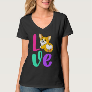 Corgi Love Retro Pink Teal Purple Dog Lover Women T-Shirt
