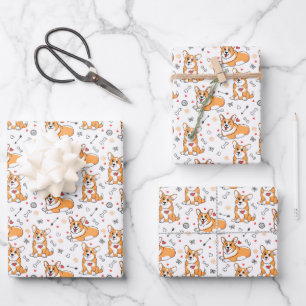 Corgi Love Seamless Wrapping Paper Sheets