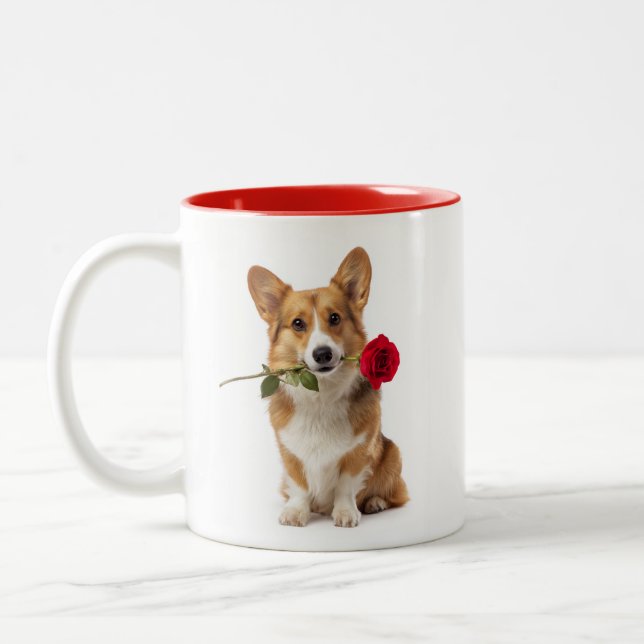 Corgi Love Two-Tone Coffee Mug (Left)