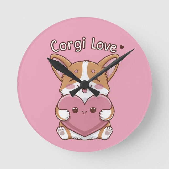 Corgi Love Wall Clock (Front)