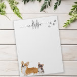 Corgi Love Watercolor Monogram Personalised  Notepad<br><div class="desc">This design may be personalised in the area provided by changing the photo and/or text. Or it can be customised by clicking Personalise this Template and then choosing the click to customise further option and delete or change the colour of the background, add text, change the text colour or style,...</div>
