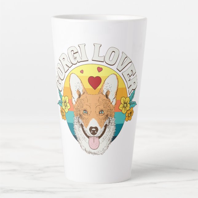 CORGI LOVER rainbow Latte Mug (Front)