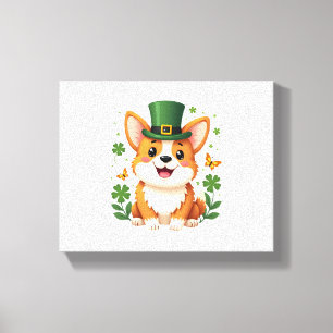 Corgi Lover Shamrock Happy St Patricks Day Canvas Print