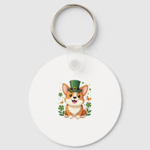 Corgi Lover Shamrock Happy St Patricks Day Key Ring